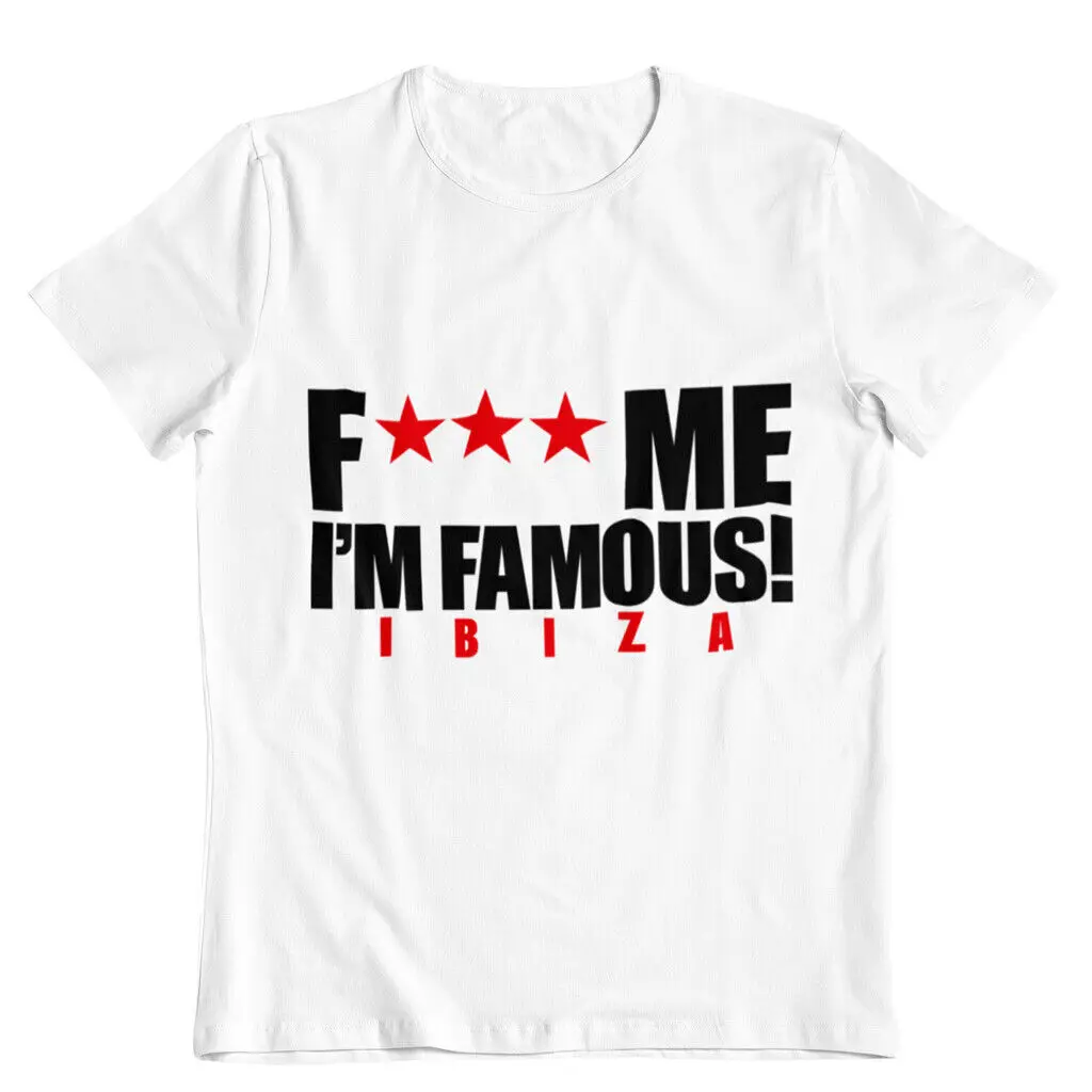 F Me I'm Famous Classic Men's T shirt David Guetta Logo Ibiza Top White Grey