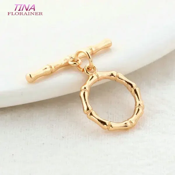 17*24MM 14K Gold Color Plated Brass Round Necklace O Toggle Clasps High Quality Diy Jewelry Making Supplies