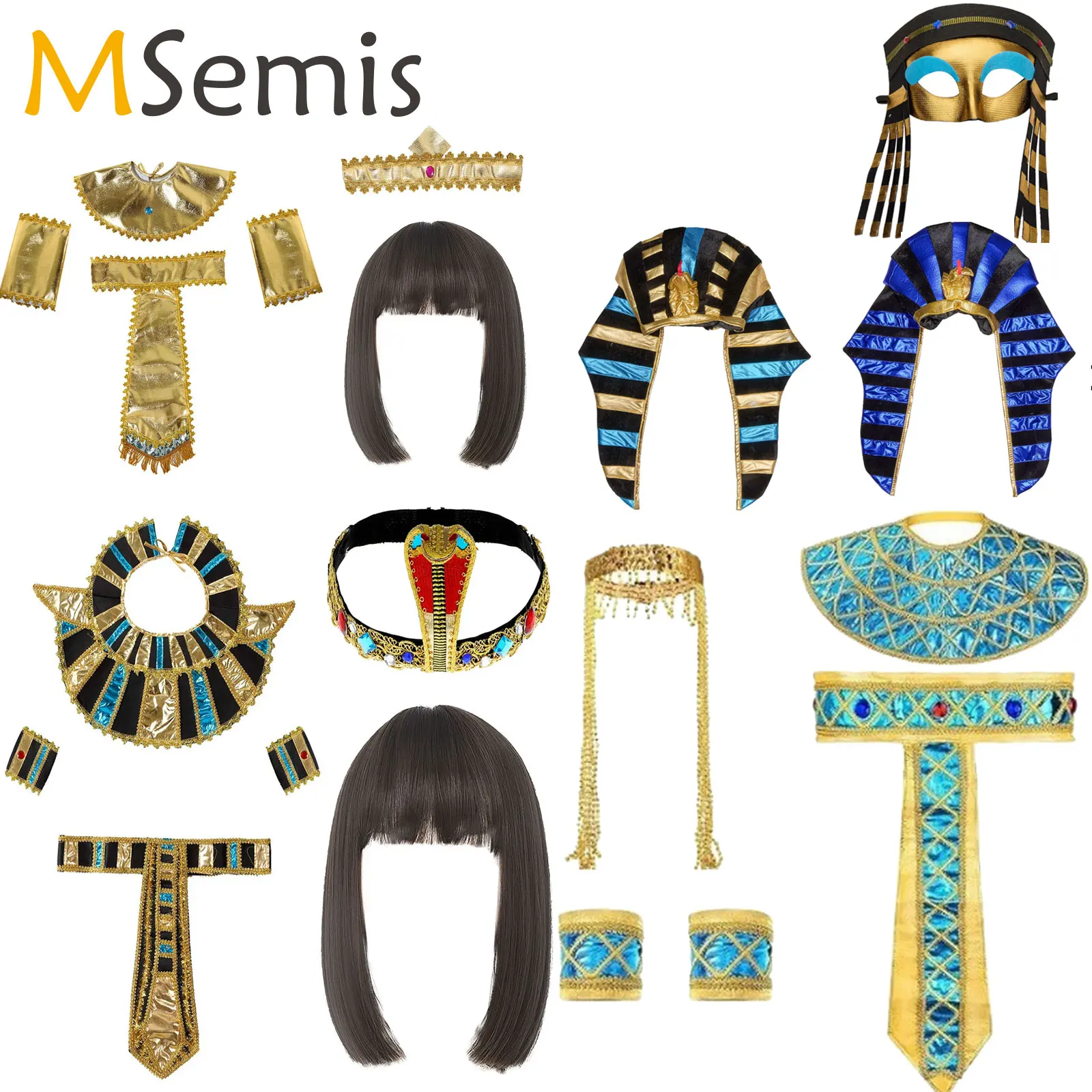 20 Style Men Women Ancient Rome Pharaoh Cosplay Costume Collar Arm Sleeves Set Halloween Egyptian Cleopatra Roleplay Accessories