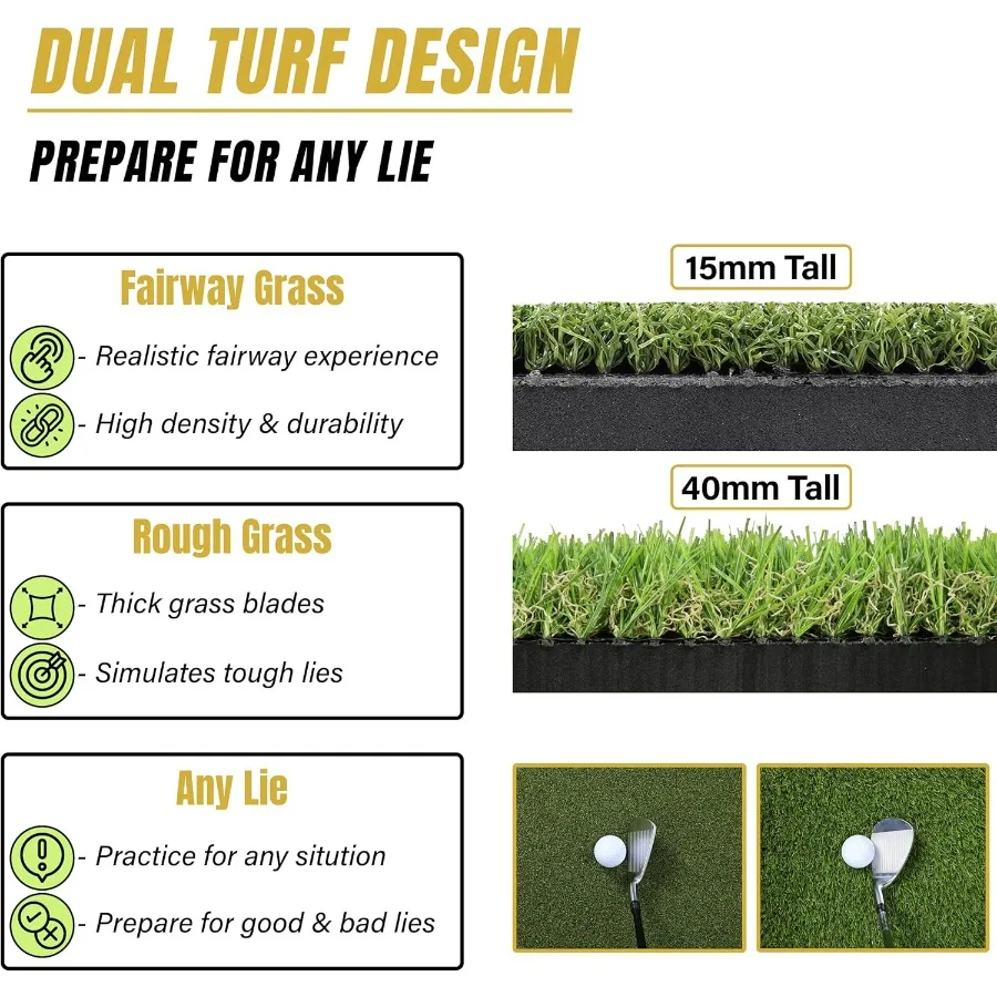 حصيرة ممارسة الجولف الفاخرة مقاس 6 × 4 أقدام كبيرة جدًا وسميكة للغاية للاستخدام الداخلي والخارجي أو مع شبكة محاكاة متينة عالية الجودة
