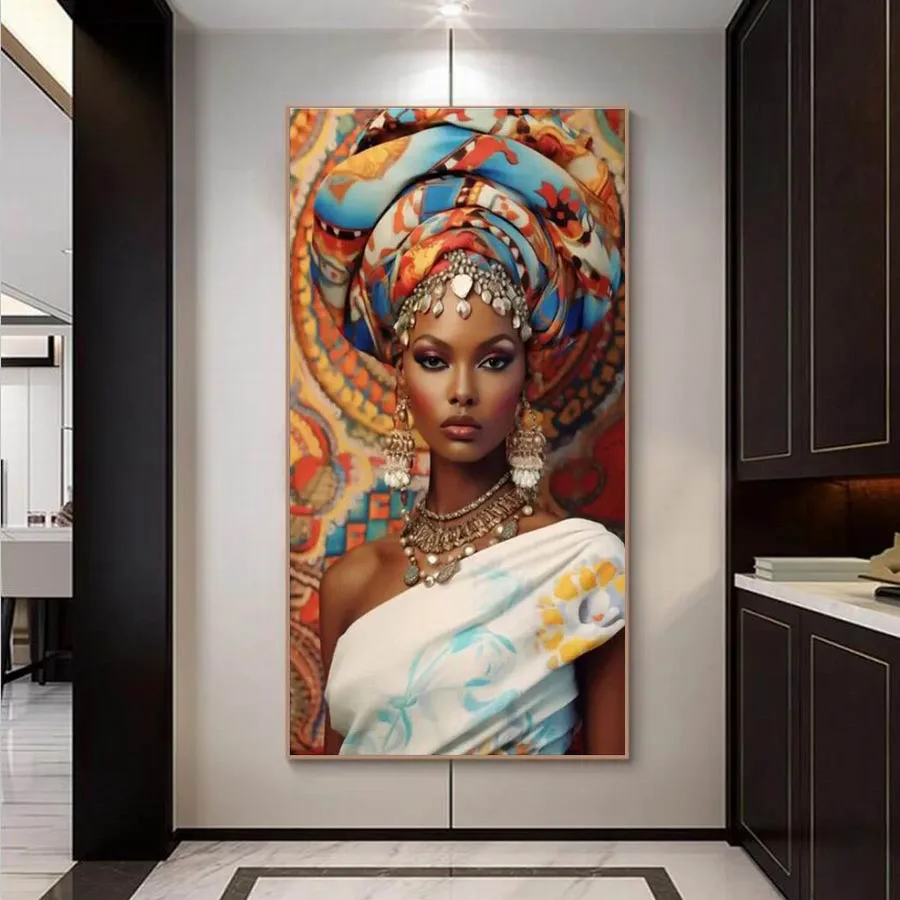 FULLCANG Tribal African Woman Large Size Diamond Painting New Collection Girl Diy Full Mosaic Embroidery Black People FG2141