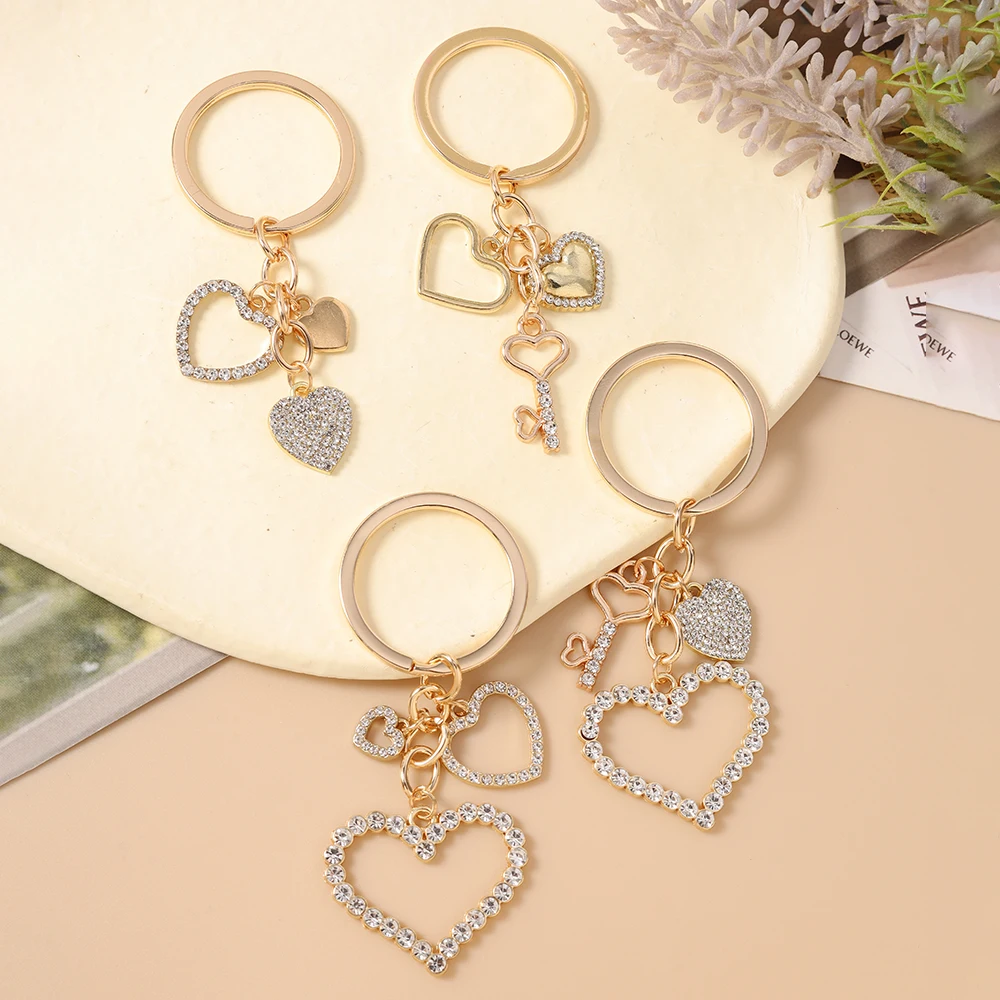 Aihua Fashion Herzförmiger Schlüsselanhänger für Frauen und Mädchen, Kristallherz-Schlüsselring, Handtaschenanhänger, DIY Handgemachter Schlüsselanhänger, Geschenke – Detail 2