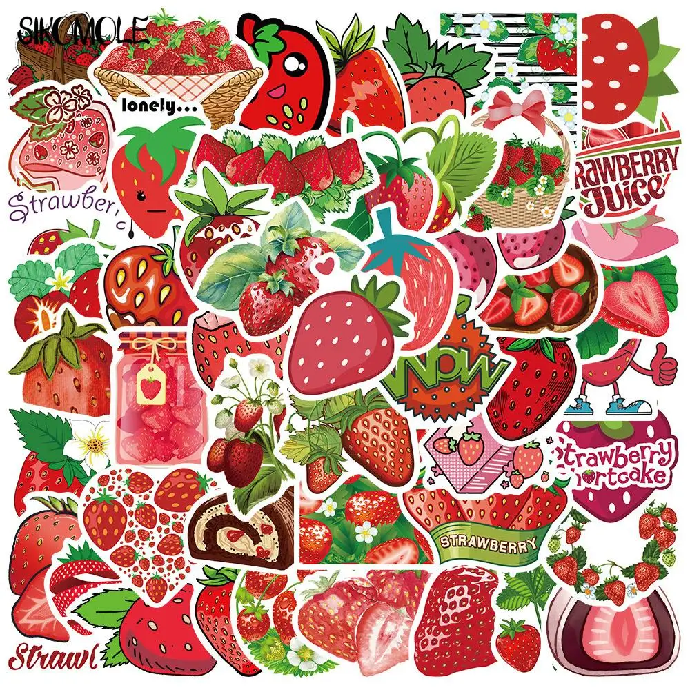 10/30/50/100PCS Cartoon Fruit Strawberry Red Stickers Kawaii DIY Motor Skateboard Notebook Suitcase Decals Graffiti Sticker F5