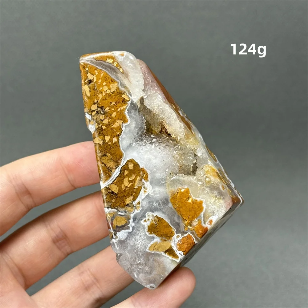 Natural Gem Yellow Agate Irregular Polyhedron Mineral Specimen Aura Meditation Healing Witchcraft Prayer Home Decoration Gift