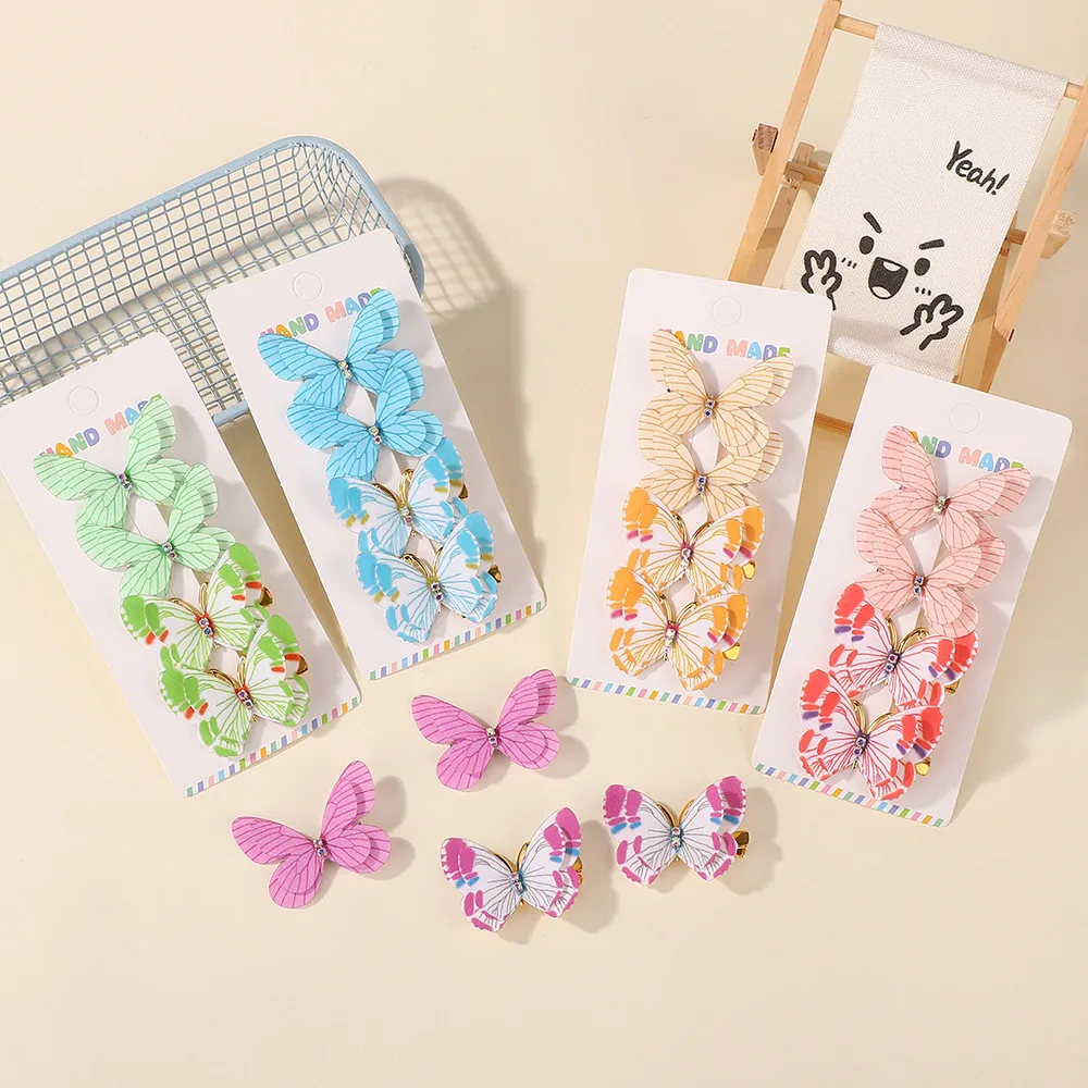 4 stücke Doppel-schicht Schmetterling Perle Haar Clips Geschenk Grils Boutique Kopfschmuck Hairgripes INS Elegante Haar Zubehör