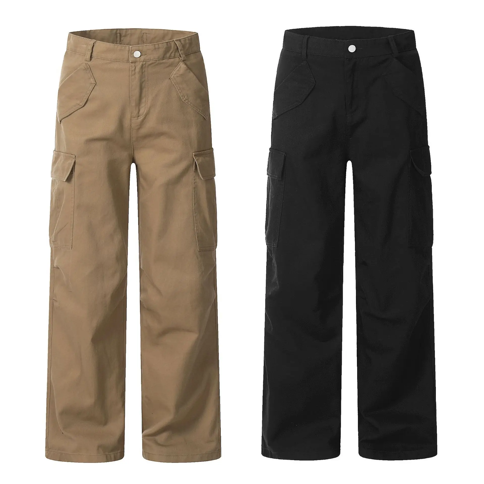 OR FL American Style Staraight 100 Cotton Women Cargo Trousers Trendy Brand Design Sense Slacks Women's Y2k Wide Leg Pants