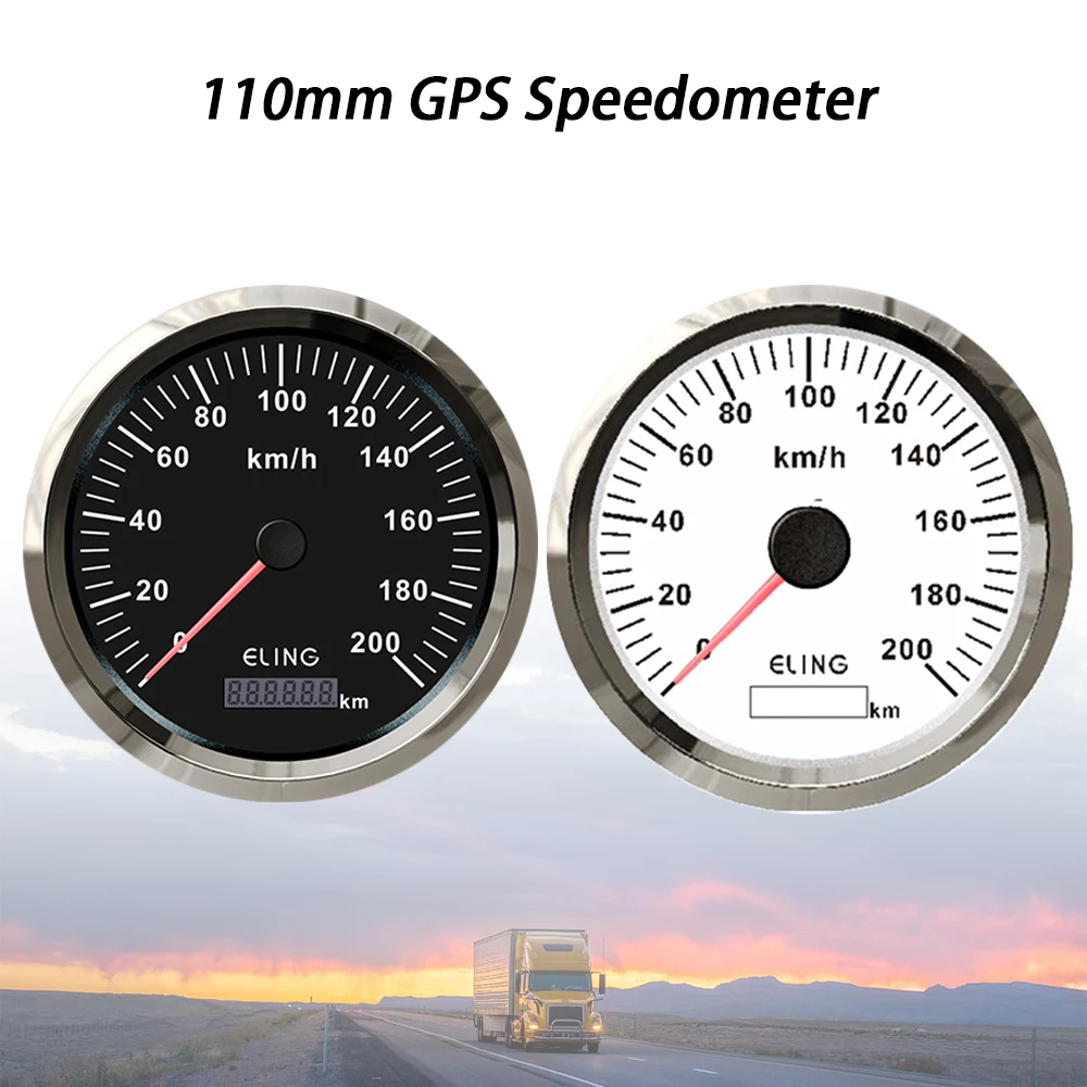 Rhaxel 110mm GPS Speedometer 0-200KM/H Speed Gauge Odometer for Boat Truck Auto Car SUV Yacht Vessel 12V 24V with Backlight