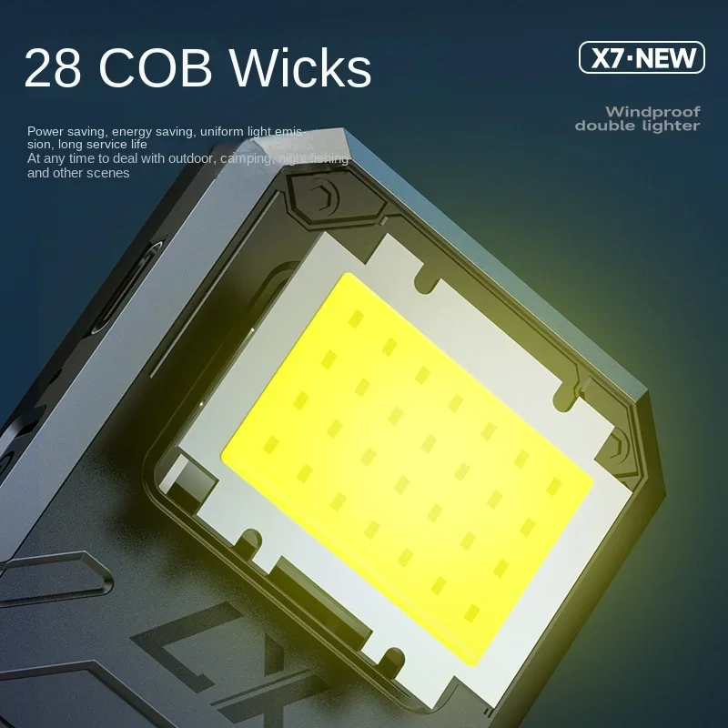 Encendedor de arco a prueba de viento, luz COB recargable tipo c para exteriores, linterna multifuncional, Mini llavero, nuevo