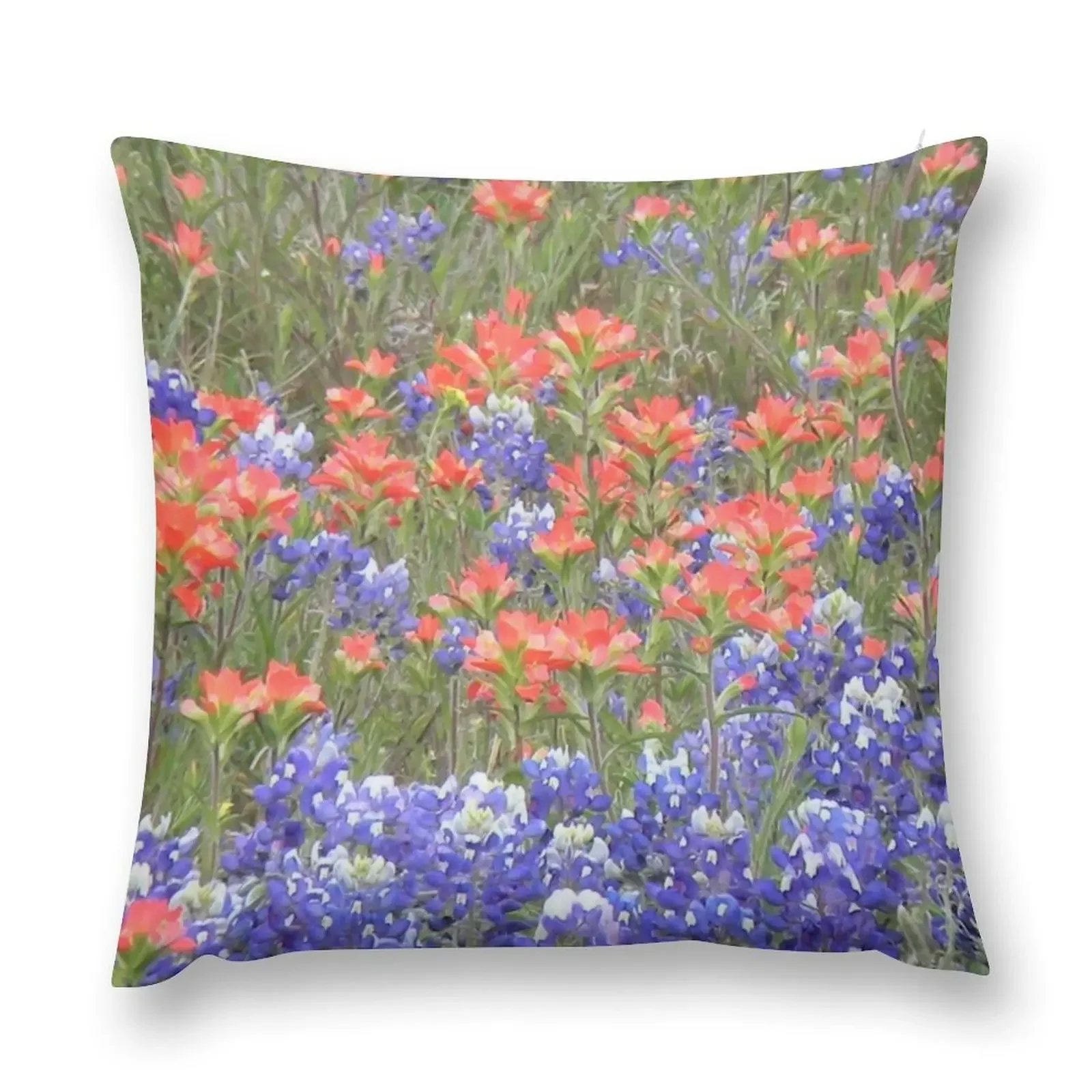 Indian Paintbrush and Bluebonnet Throw Pillow Pillowcases Cushion Covers Sofa Cushions pillow