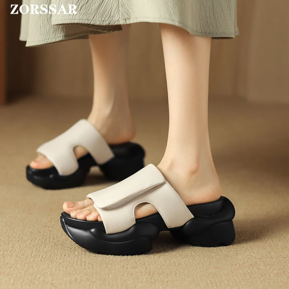 

Double Buckle White Wedge Sandals Women Llightweight Summer Platform Slippers Woman Plus Size Casual Beach Flip Flops