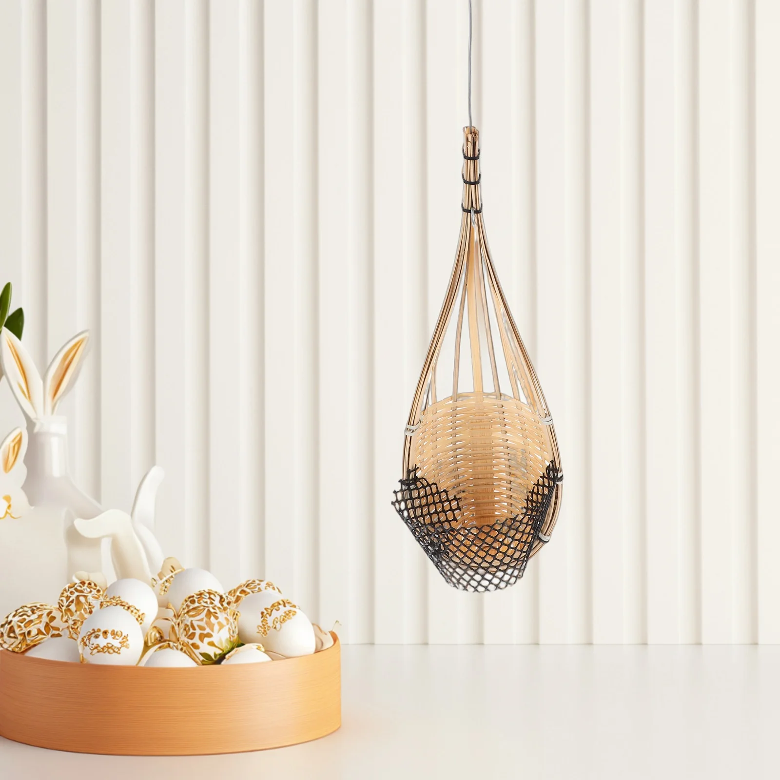 

Bamboo Hanging Basket Handmade Woven Plant Holder Indoor Flower Pot Decor Small Succulent Planter Boho Wall Hanger Garden