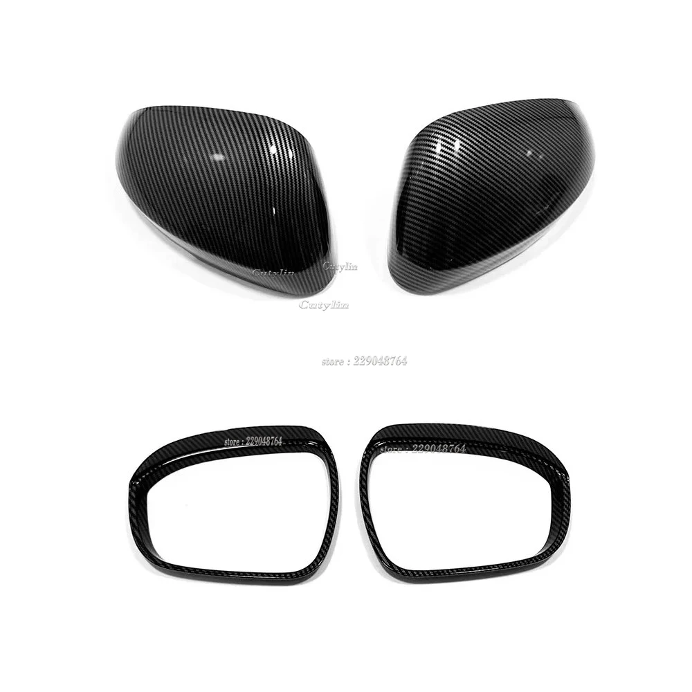 For Mitsubishi Outlander 2022 2023 2024 ABS Carbon Fiber Side Door Rearview Mirror Visor Cover Trims Auto Exterior Accessories