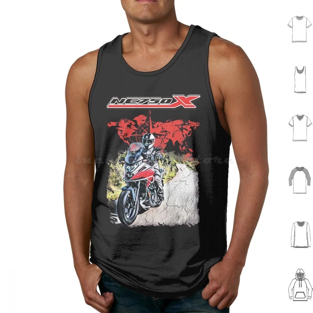 Nc 750 X camisetas sin mangas de algodón estampado motocicletas Big Trail Moto Moto Adventure Bikers Motoarte Motorsport Tie Dye 2020