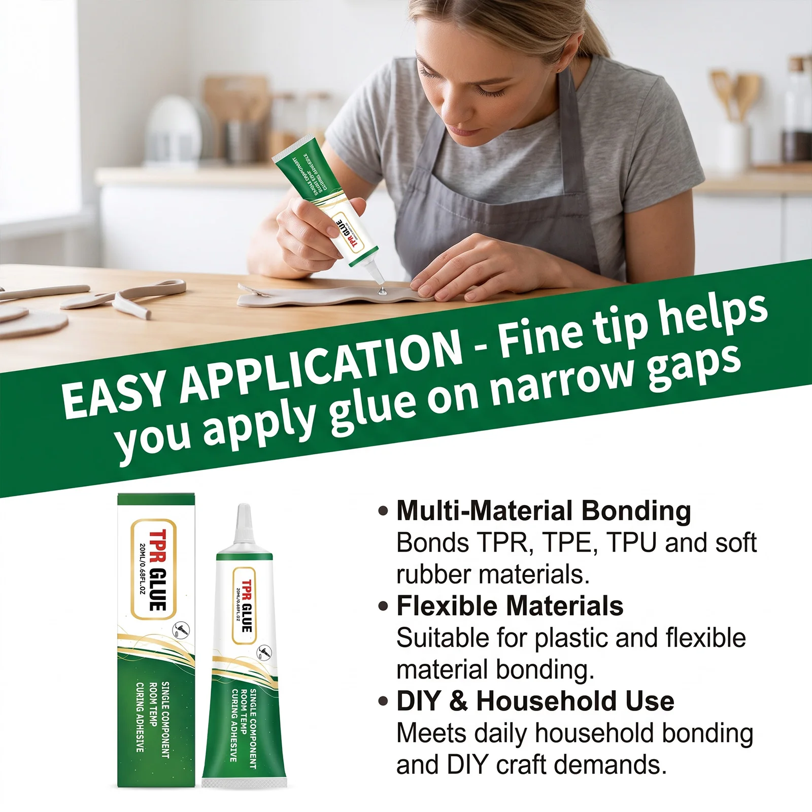 TPR Glue, compatible with multiple materials, easy-to-apply transparent adhesive layer, flexible bonding, convenient application