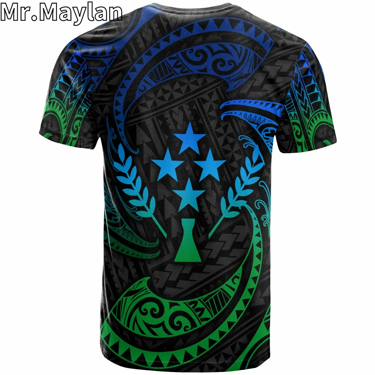 Custom 3D Print Kosrae Micronesia Polynesian Hawaii T-Shirt Blue Tribal Wave Tattoo Tshirt Men Women Streetwear Unisex Tee Tops