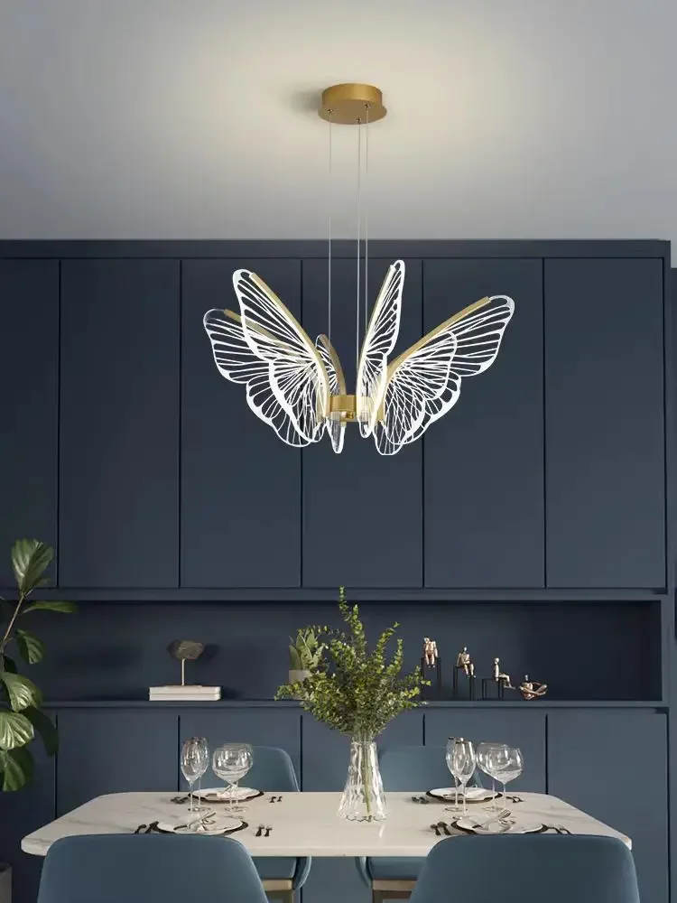 

New butterfly chandelier modern minimalist creative dining living room bedroom children's room LED smart lamps decorative lamp