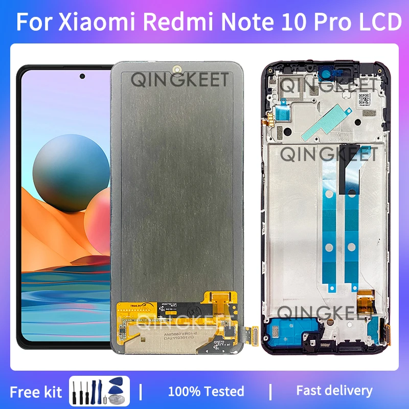 

6.67" For Xiaomi Redmi Note 10 Pro LCD M2101K6G Display Touch Screen Digitizer Assembly For Redmi Note 10 Pro LCD With Frame