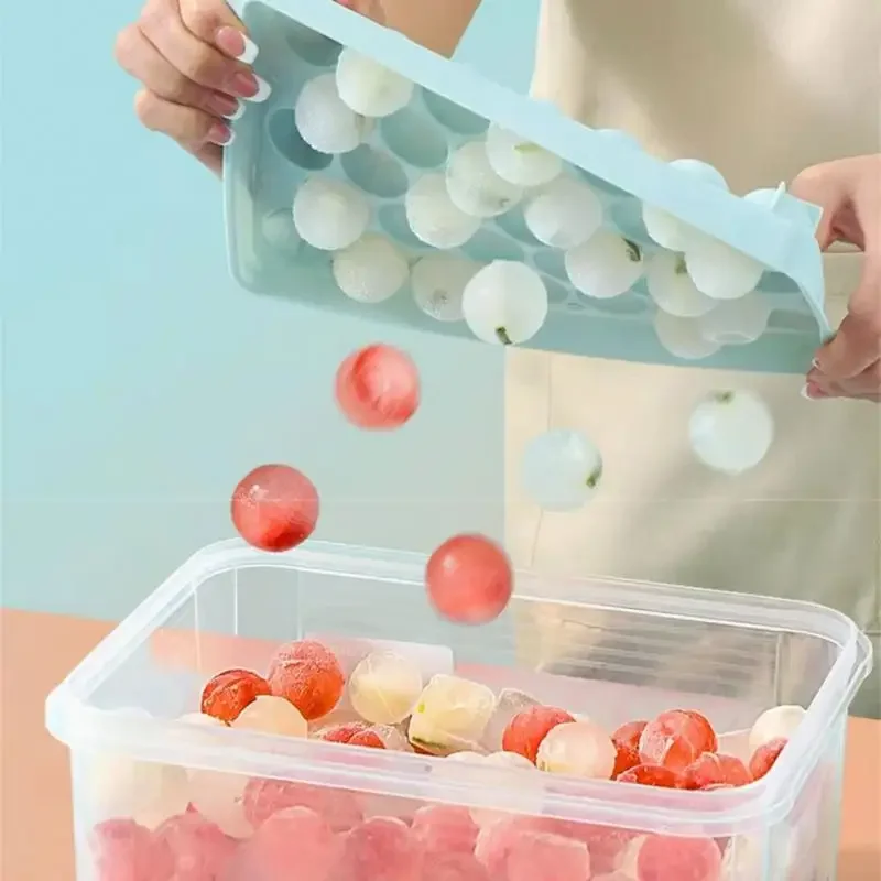 3D круглый лоток для изготовления кубиков льда с крышкой, пластиковая форма для льда, сферические формы для холодильника, сделай сам, машина для изготовления ледяных шаров, бытовые кухонные инструменты