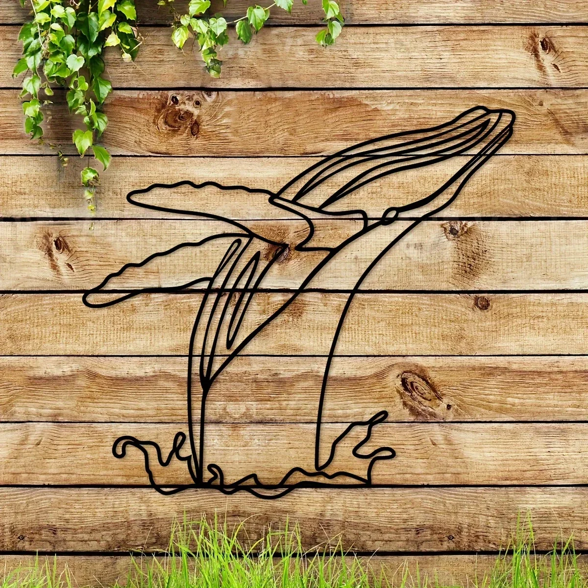 

11.81*10.73inch Minimalist Whale Iron Indoor Outdoor Crafts, Interior Decoration, Great For Living Room Bedroom, Wall Decoration