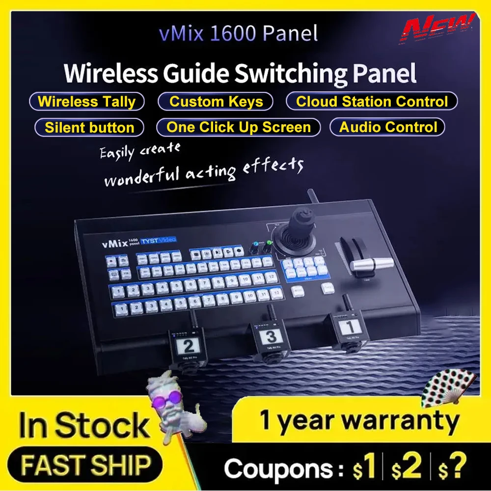 TYST Video Vmix 1600 TY-1600HD Panel Wireless Director Switcher PTZ Control Tally Light for Live Streaming Broadcast Recording