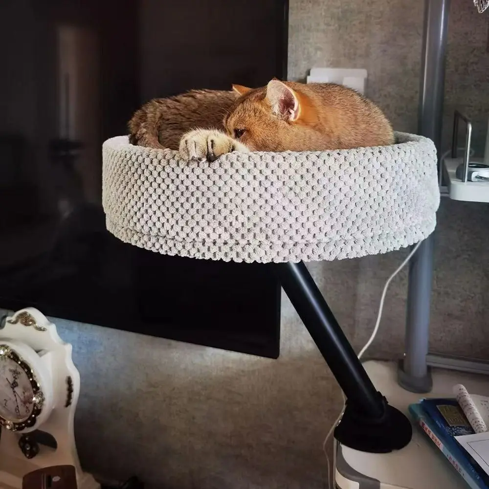 

Creative Desktop Cat Bed Soft&Comfortable Round Cat Hammock No-punching Multifunction Cat Climbing Racks