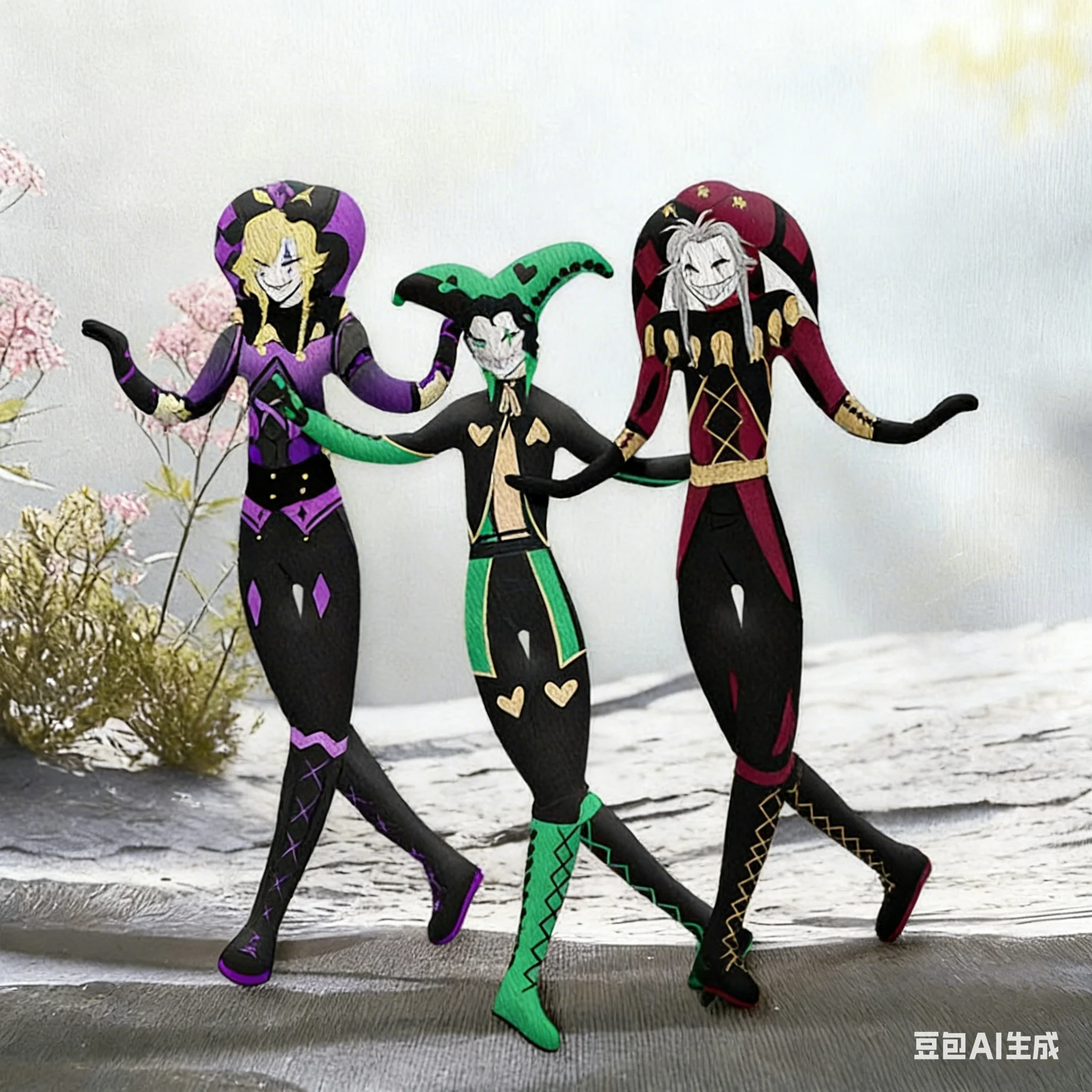 

28cm Customized Anime The Circus Pierrot Harlequin Cosplay Plush Doll Abstract Figure Full Body Wire Skeleton Poseable Toy Gift