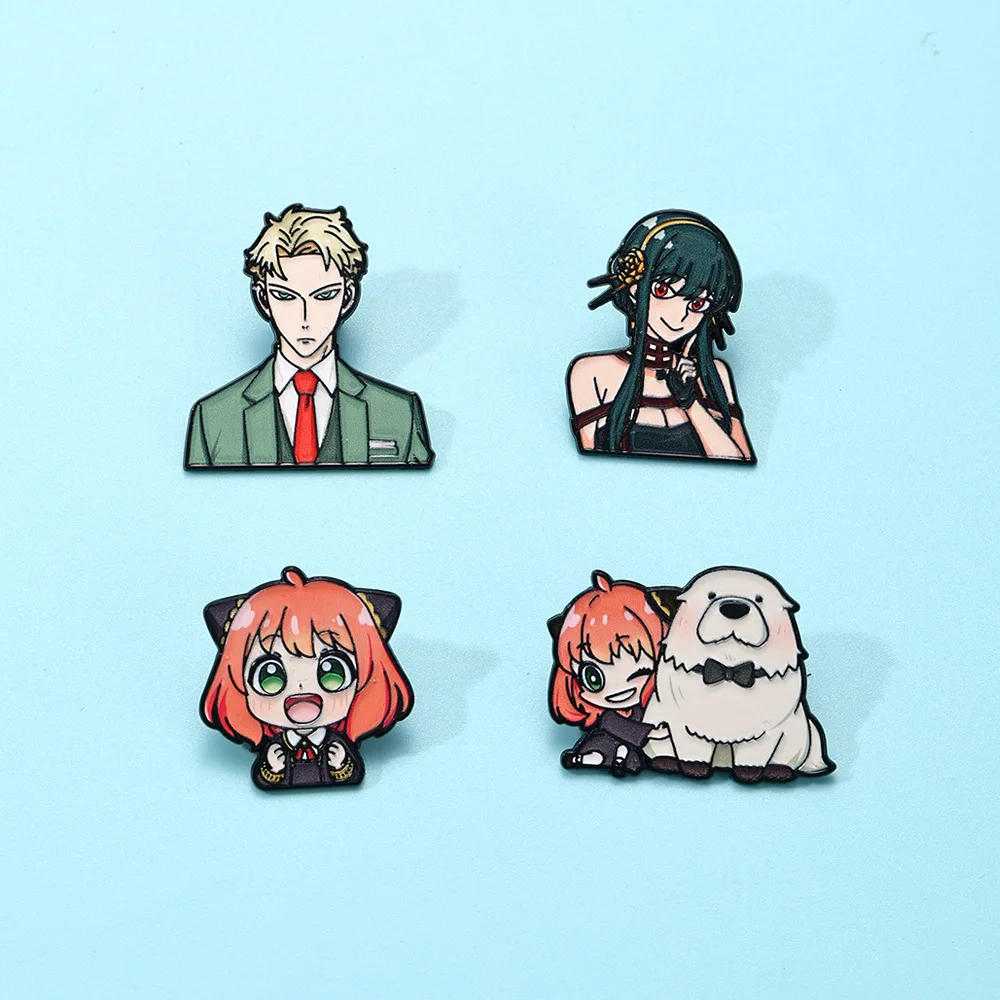 SPY x FAMILY Enamel Pins 4Pcs Set Anya Loid Yor Bond Brooches Lapel Badges For Backpack Fans Gift