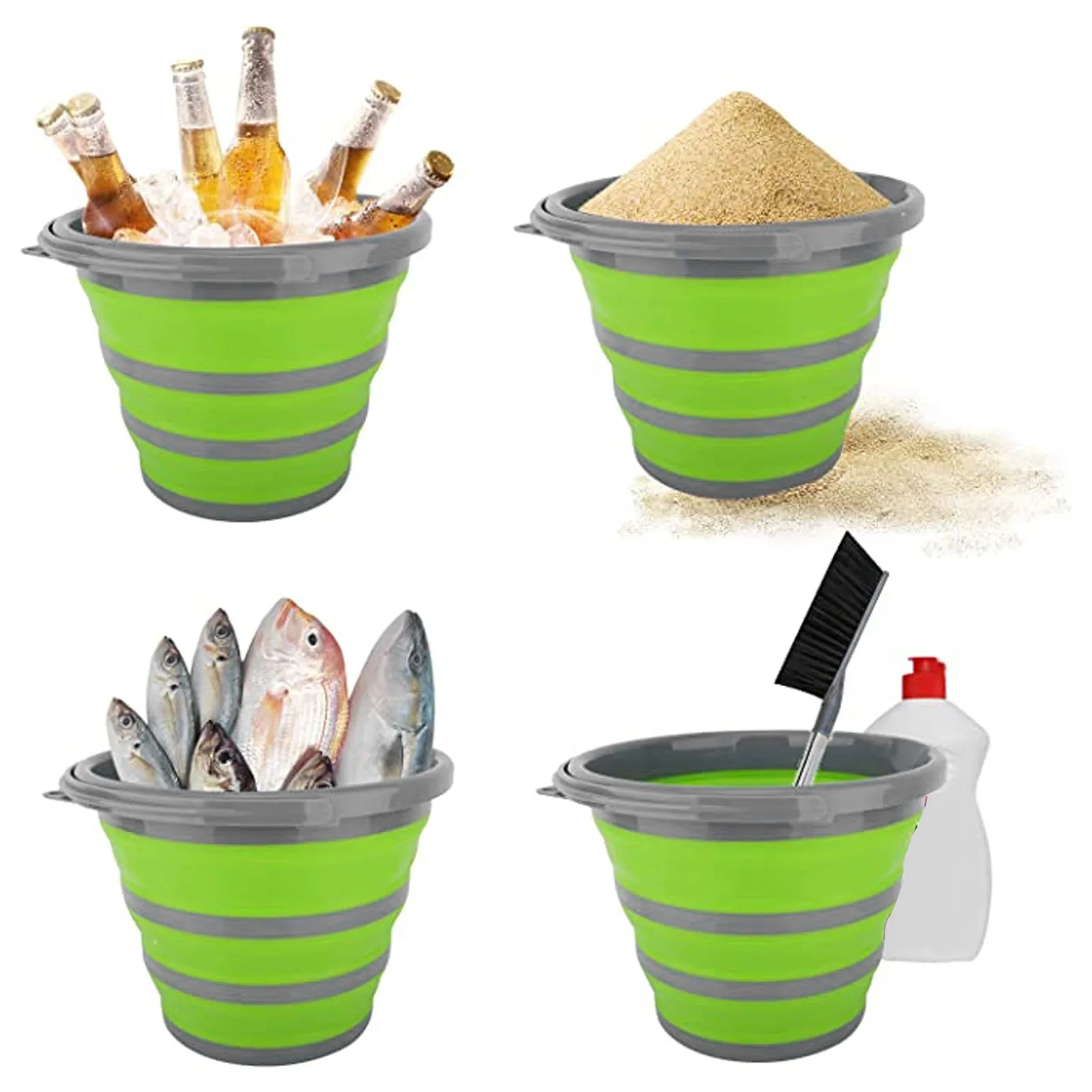 Car Washing Bucket 5L Silicone Bucket Bathroom Folding Bucket Kitchen Camp Bucket Outdoor Fishing Supplie