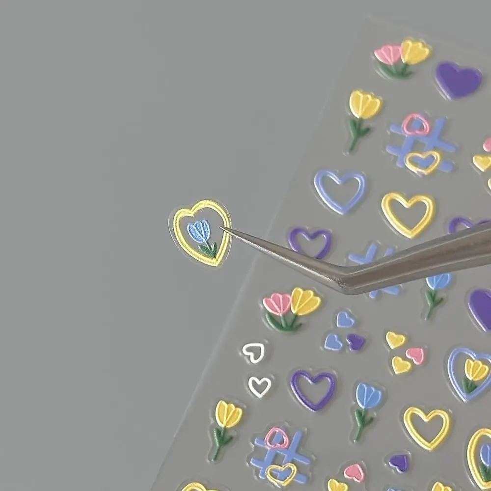 Cute Tulip Nail Sticker Self Adhesive Multifunction Cup Stickers Soft Embossed 3D Manicure Decals for Nail Art Decoration