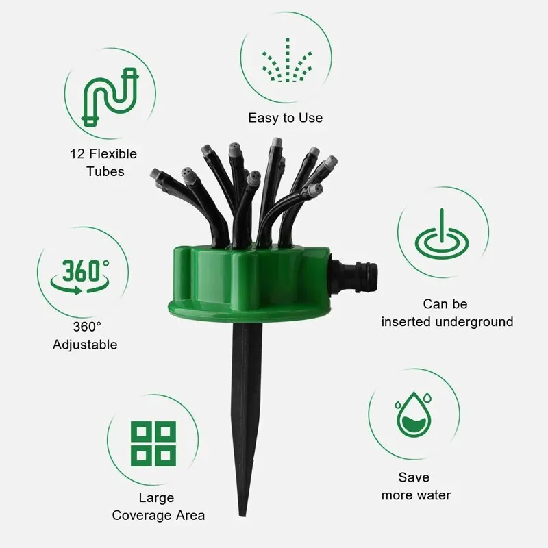 1pc 360 Degree Automatic Garden Sprinklers Watering Grass Lawn Rotary Nozzle Rotating Water Sprinkler System Garden Supplies Spr