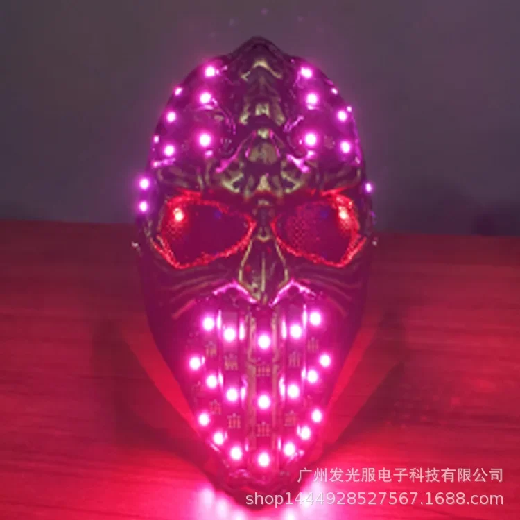 Luminous LED colorful light mask skull mask halloween masquerade party cos props tech atmosphere