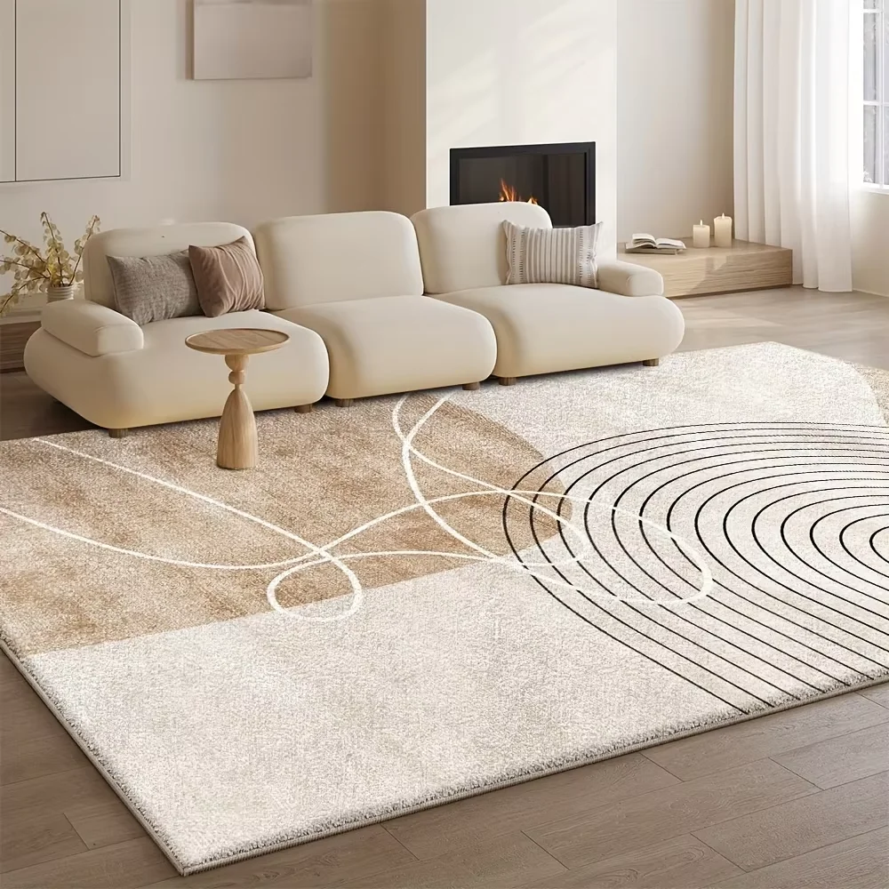 VIKAMA Flannel Carpet Modern Light Luxury Living Room Mat Bedroom Bedside Rug Simple Mat Large Rug Non-slip Washable Home Decor