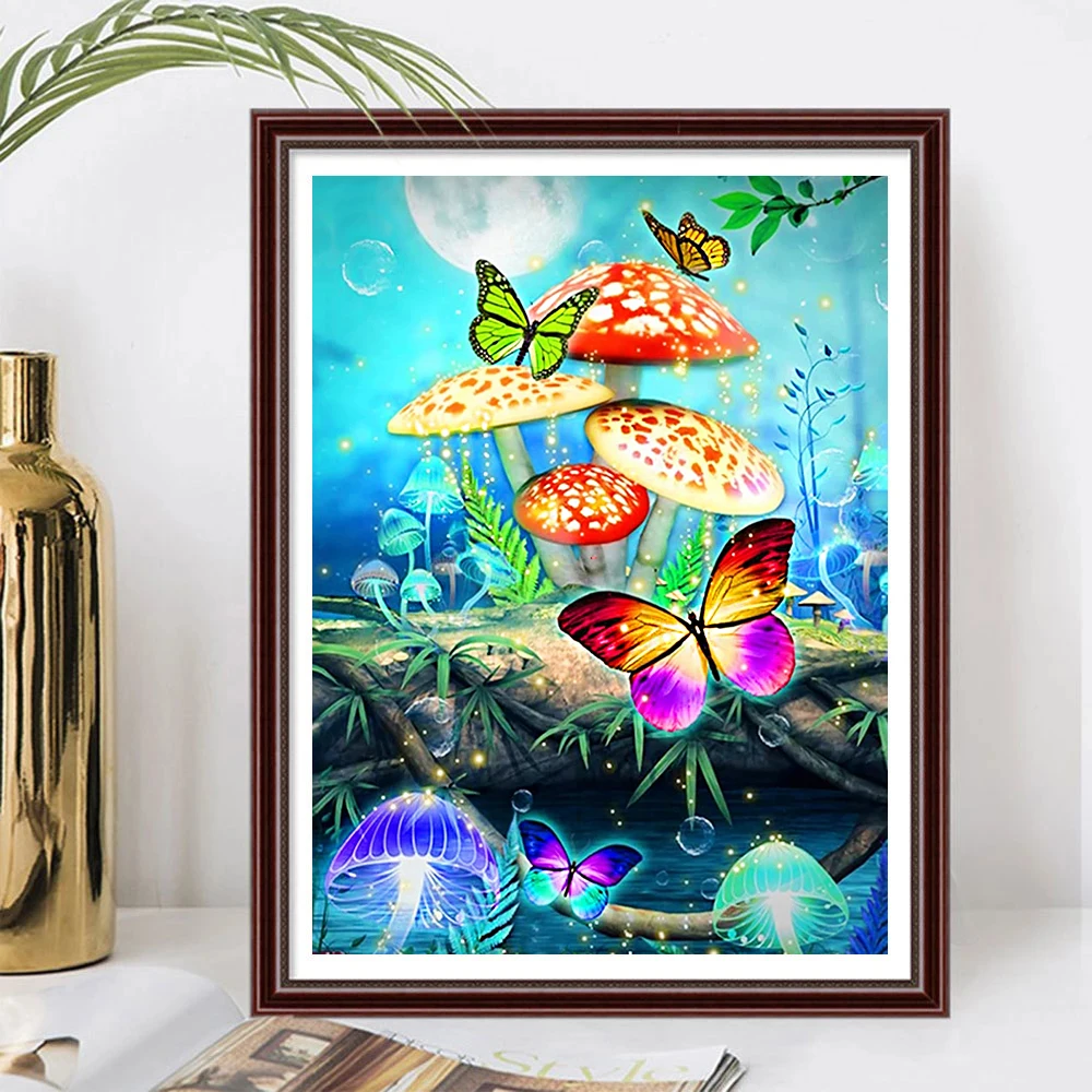 5D DIY Diamond Painting Butterfly Full Square Round Dill Embroidery Mushroom Mosaic Animal Creative Hobbies Handmade Gift Art