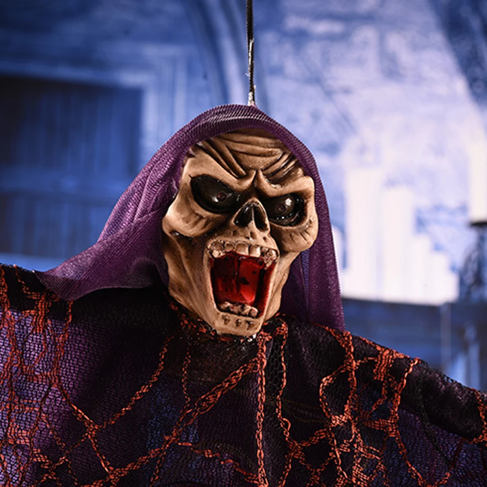 

Hanging Ghost Decoration Purple Veil Sound Controlled Scary Flashing Halloween Party Yard Bar Indoor Outdoor