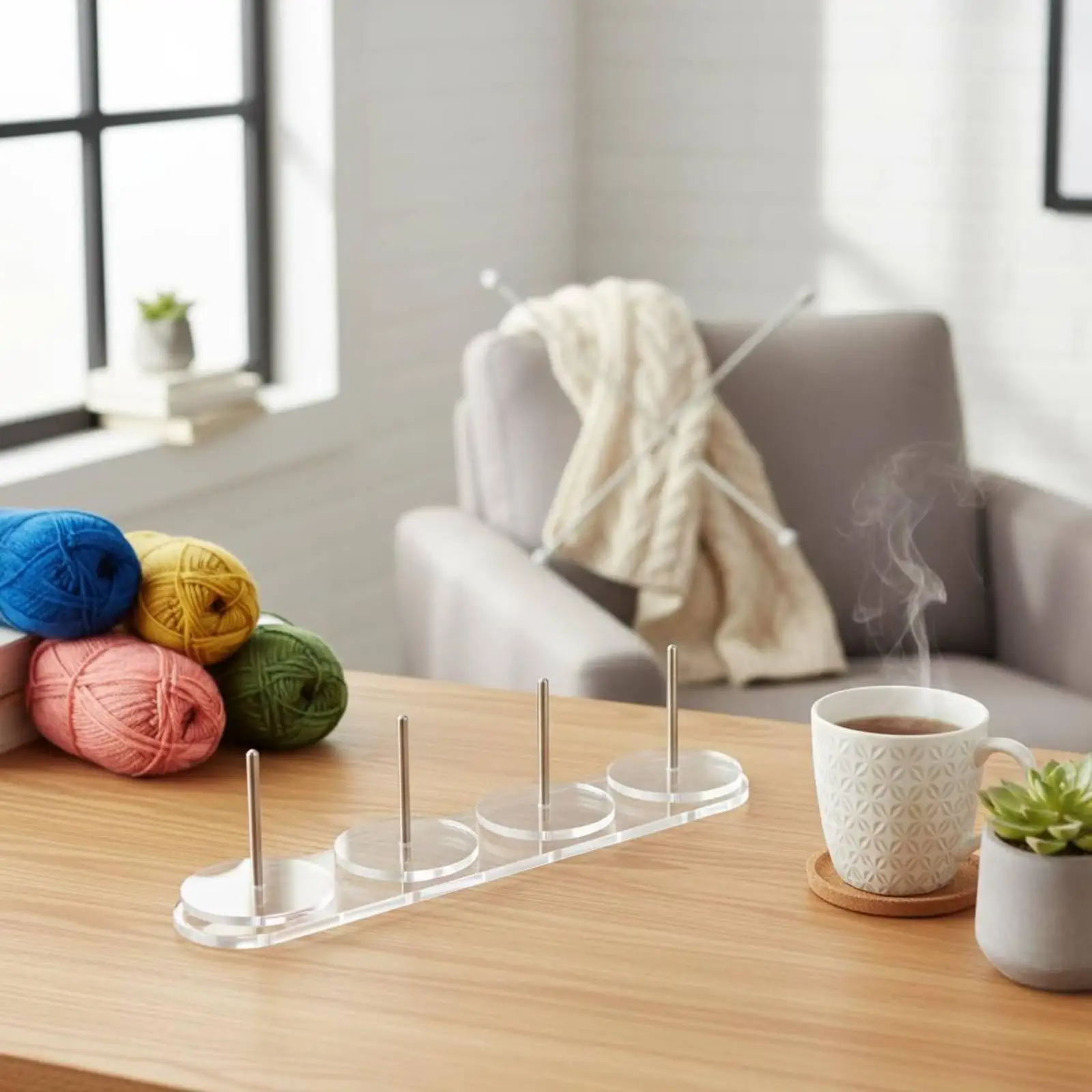 Acrylic Yarn Holder Rotating Organizer Knitting Crochet Tool Spindle Stand for Craft and Sewing Accessories