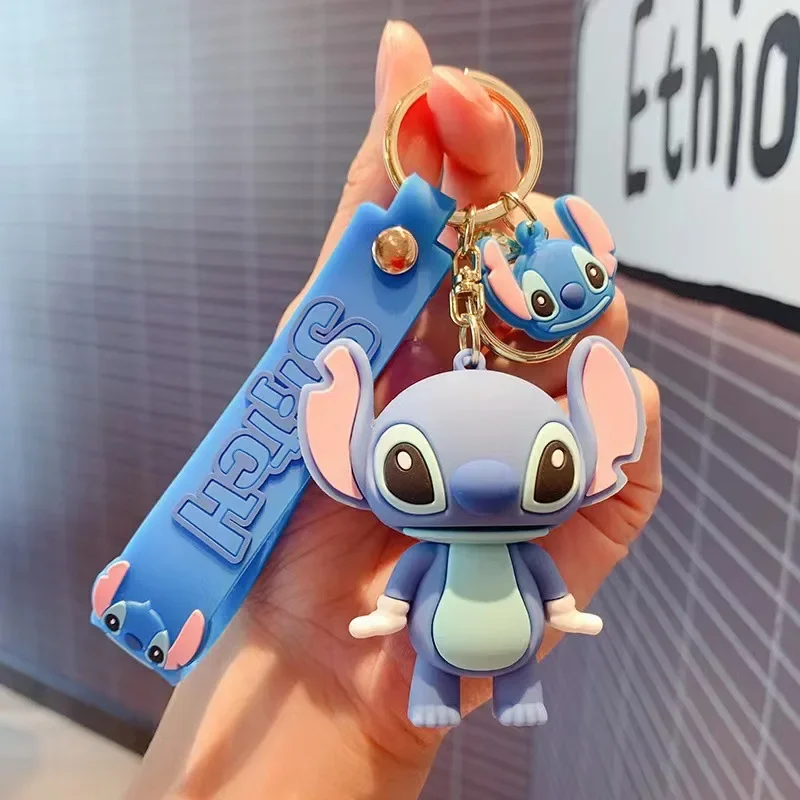 New Cute Anime Figure Keychain Lilo & Stitch PVC Doll Keyring Ornament Key Chain Wholesale Car Pendant Kids and Girls Toys Gifts