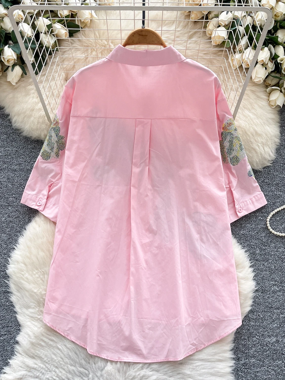 Fashion High-end Shirts Women's 2025 Summer New Hot Diamond Loose Design Comfort Chic Tops Feminine Nice Trendy Elegant Shirts