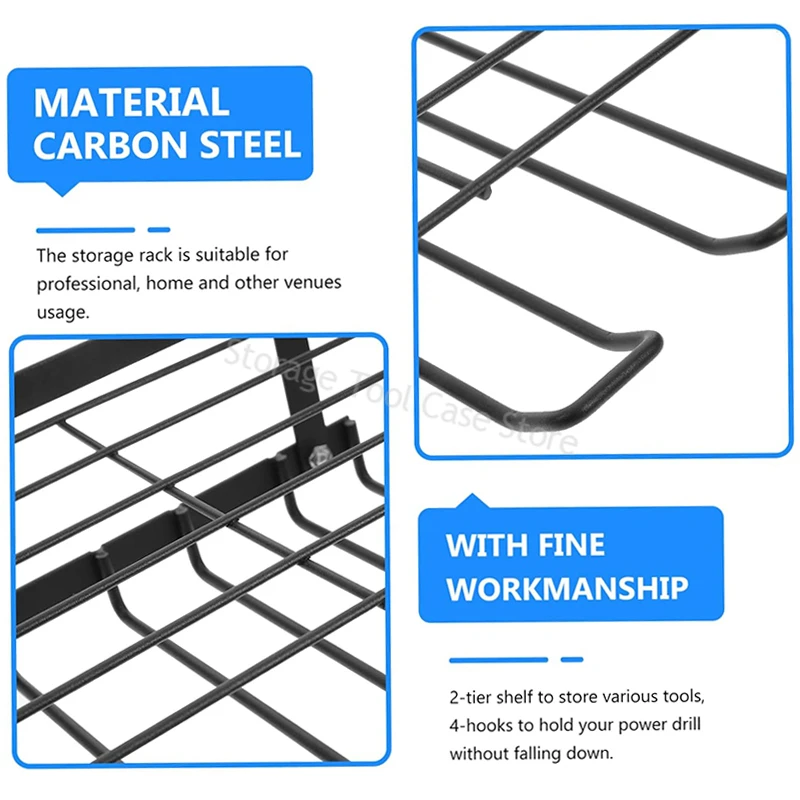 Imagem -06 - Hand Power Tool Organizer Rack Montagem na Parede Prateleira Flutuante Suporte de Broca Elétrica Resistente Armário de Ferramentas de Garagem Camadas