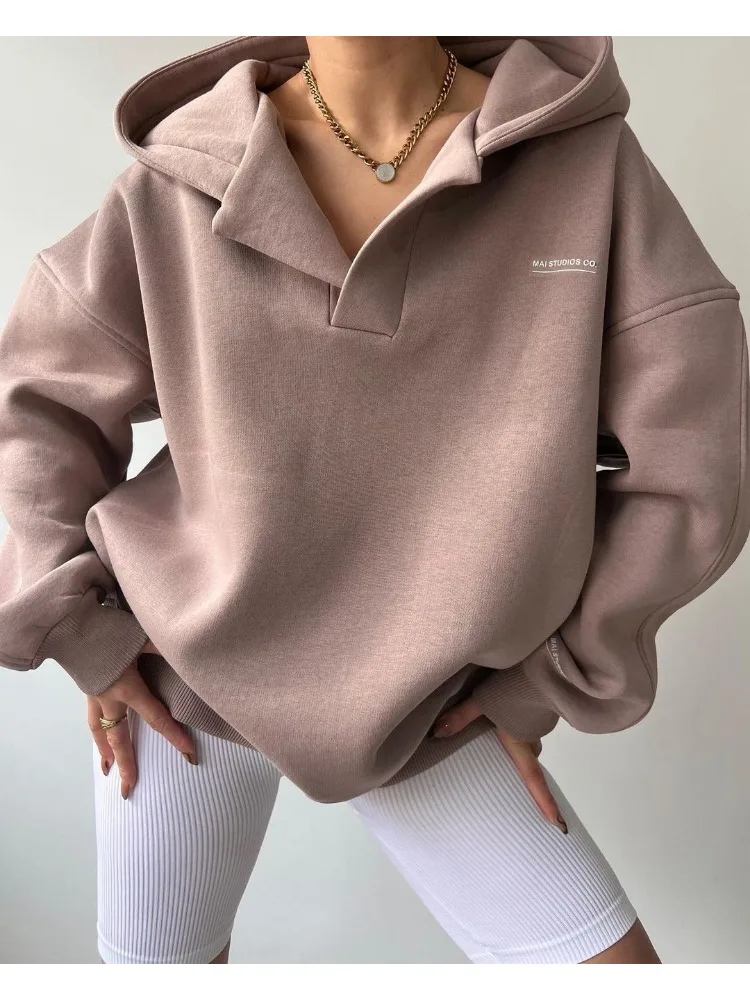 Women Hoodie Sweatshirt Long Sleeve Solid Loose Sweatshirt Running Pullover Sportswear Harajuku Tops Women Clothing New