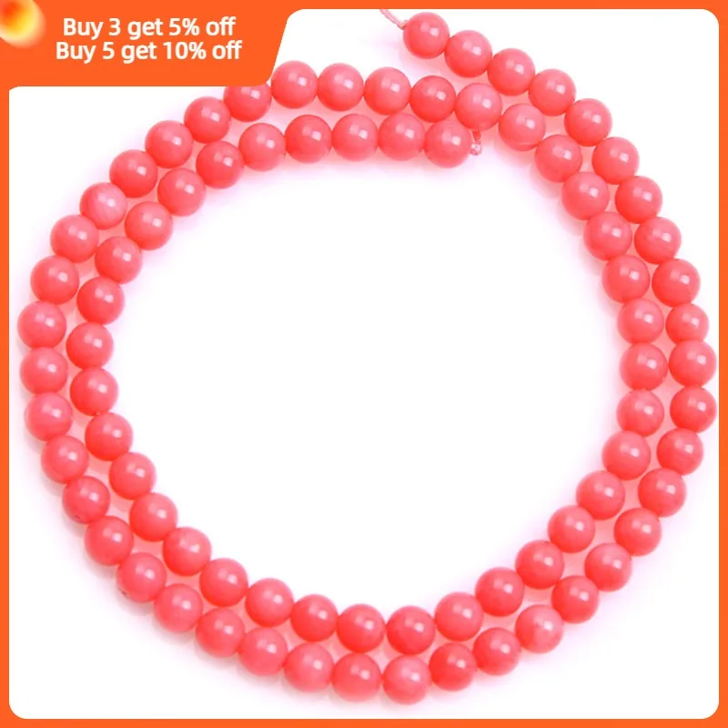 Natural Coral Pink Round For Jewelry Making Strand 15 Inch DIY Acceories Jewelry Beads For Bracelet Necklace 4mm 6mm 8mm