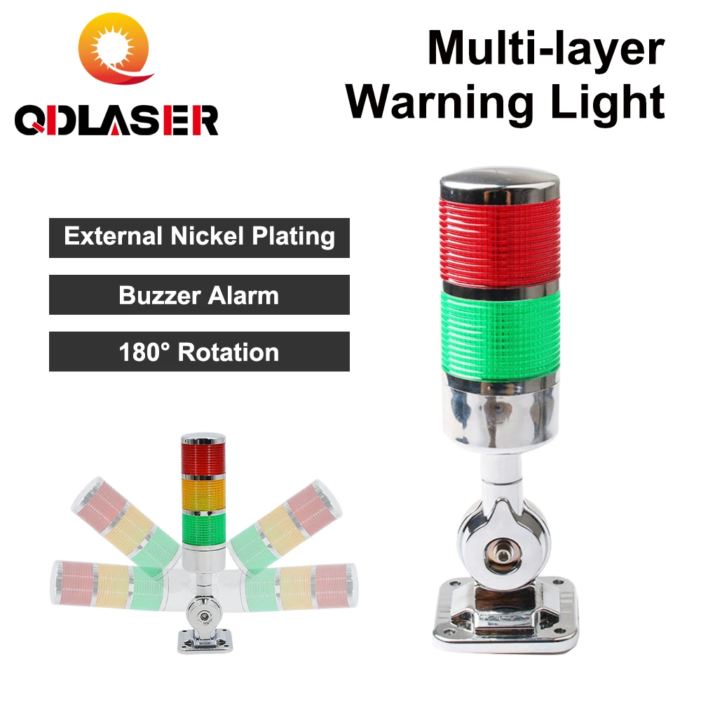 

QDLASER Industrial Multilayer Stack Light LED Signal Alarm Caution Light DC 12V~24V AC 110V~220V for Machinery Alarm Lamp