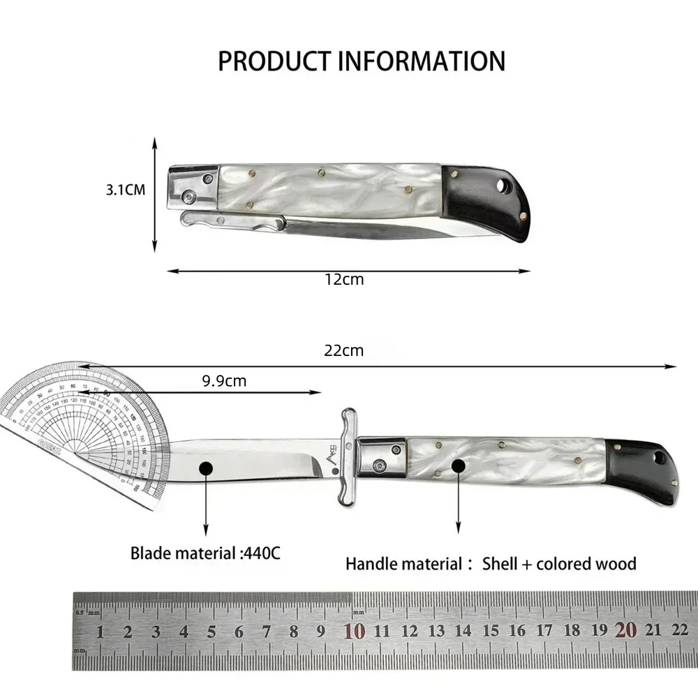 New Mafia Tactical Folding Knife 440C Blade Shell/Resin/Acrylic Handle High Quality Practical Outdoor  Hunting Camping Tool