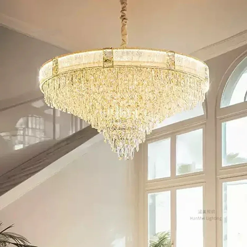 Modern Luxury Crystal Chandelier Ceiling Pendant Light For Living Dining Room Restaurant Hotel Lobby Villa Glass