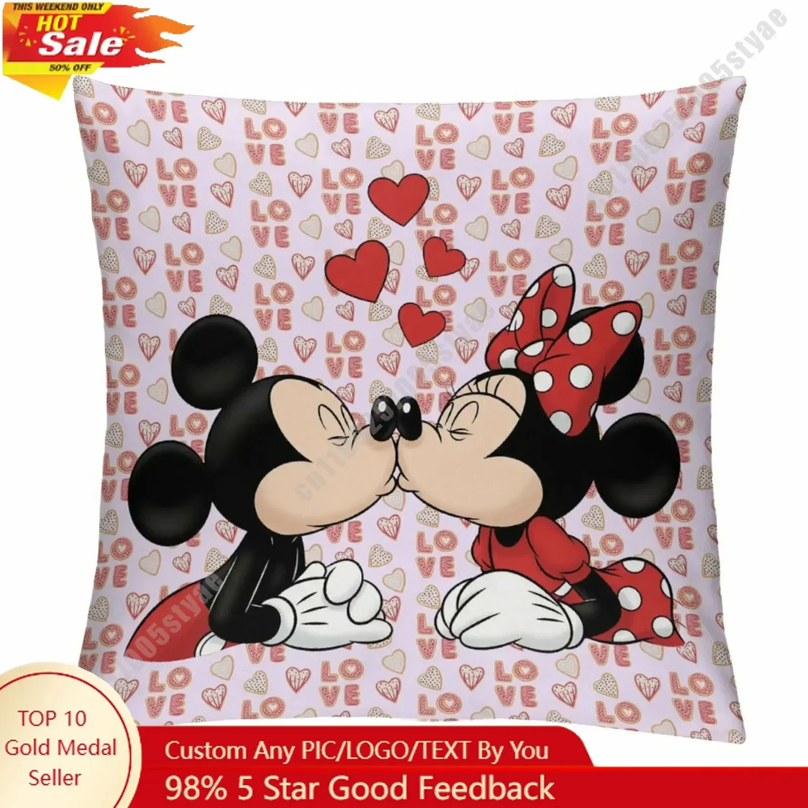 

Mickey Minnie Mouse Velvet Pillowcase Disney DIY Custom Design Personalize Your Photo Logo Single Sided Printing Holiday Gift