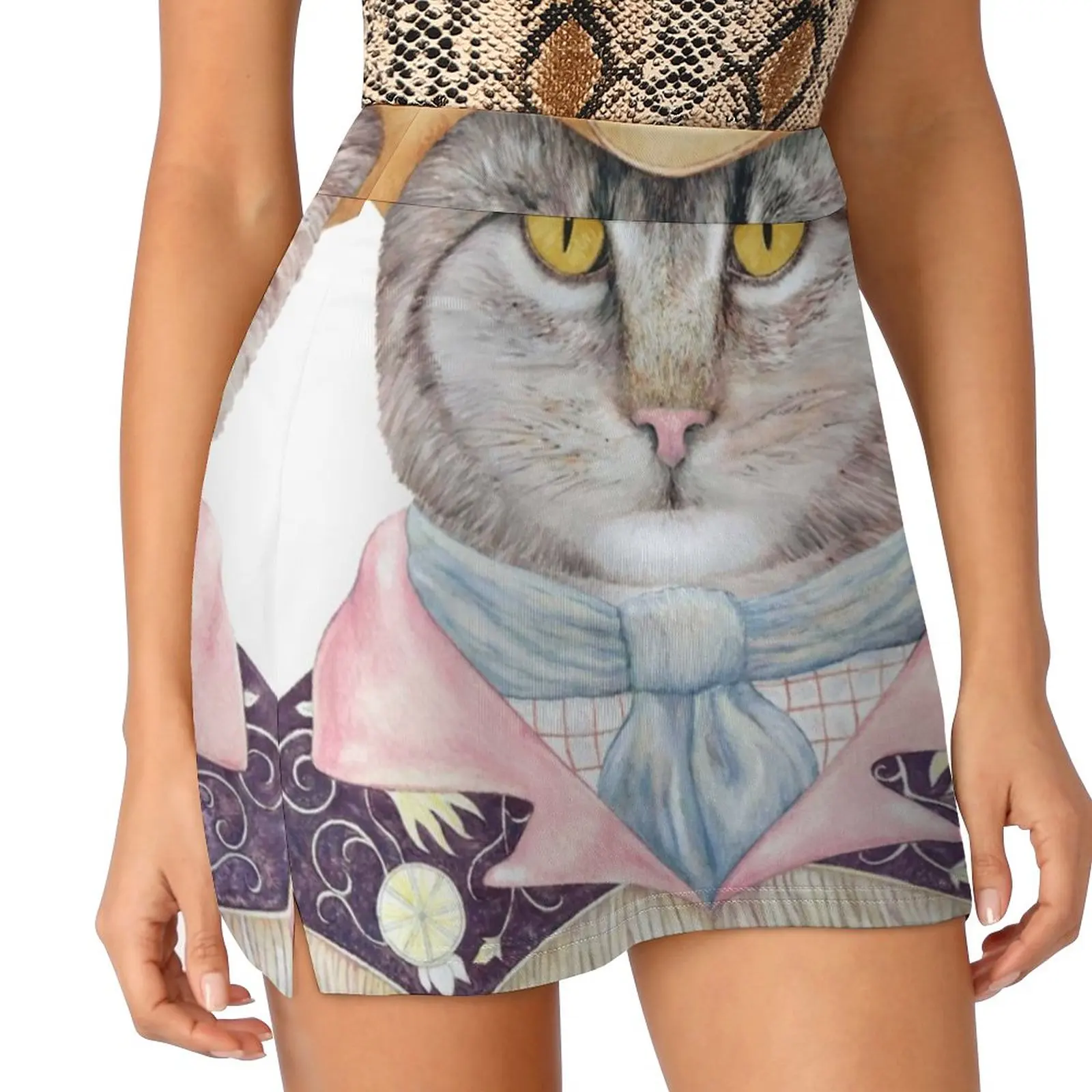 

Country Cat Women's skirt Y2K Summer Clothes 2022 Kpop Style Trouser Skirt With Pocket Cat Cats Cat Art Cat Cat Cowboy Cat