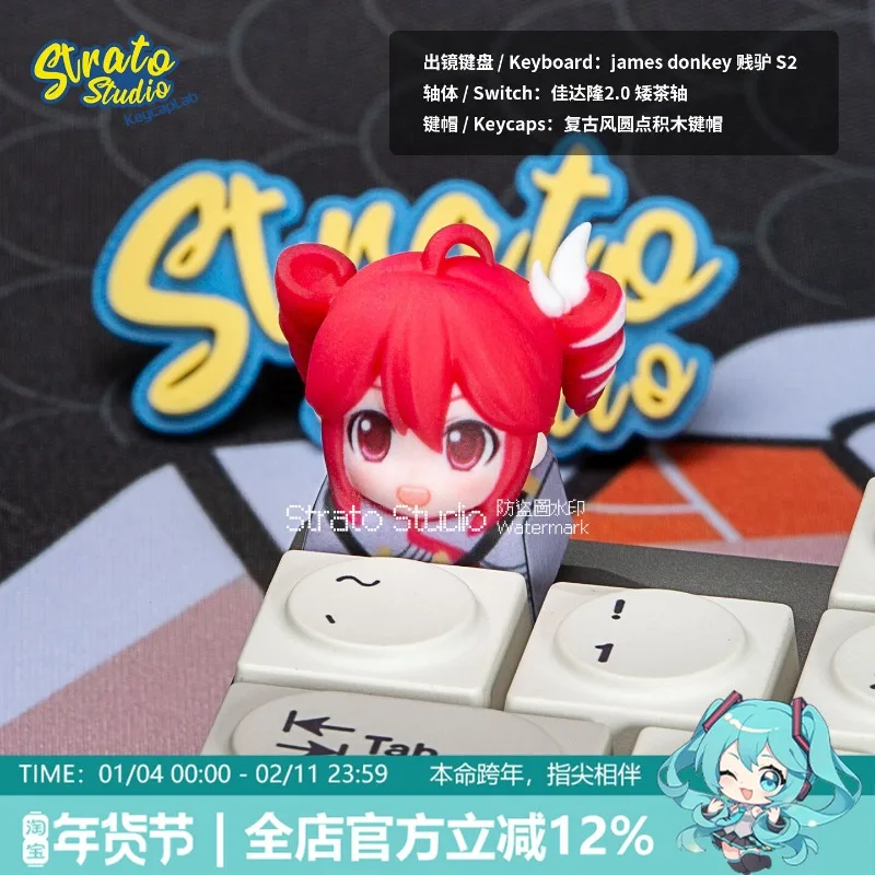 

Anime Keycaps 3D Resin Artisan Keycaps Custom Creative Red Girl Cartoon Cute Key Caps for Mechanical Keyboard Accessories Gift