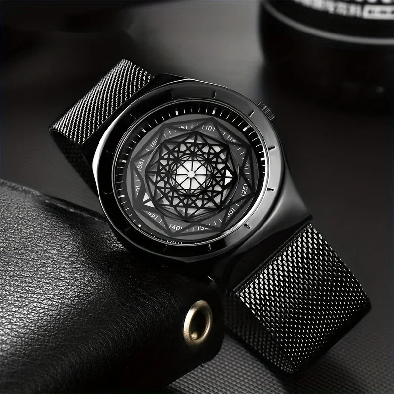 New Concept Creative Pointless Black Technology Watch Men's and Women's Students Minimalist Fashion Trend Quartz Watch