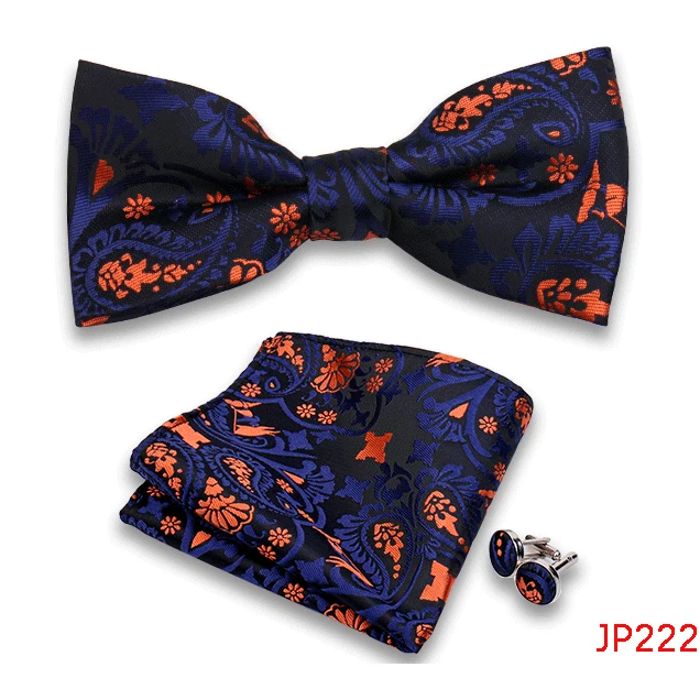 Klassische Herren Fliege Taschentuch Manschettenknöpfe Set Jacquard Fliege für Mann Hochzeit Business Schmetterling Knoten Geschenk Mann Zubehör – Detail 24