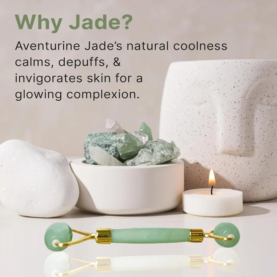 Jade Roller สําหรับใบหน้า Smoothes Fine Lines ริ้วรอย Face Massager Skin Care เครื่องมือขนาดเล็ก Eye Roller สําหรับ Puffy Eyes DePuffing
