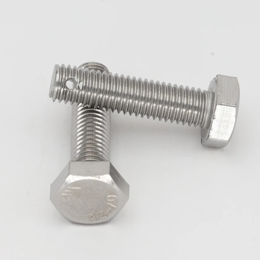 M8 M10 M12 M14 M16*60mm 70mm 80mm 90mm 100mm Length 304 Stainless Steel Screw GB31.1 Hexagon Bolt With Split Pin Hole On Shank